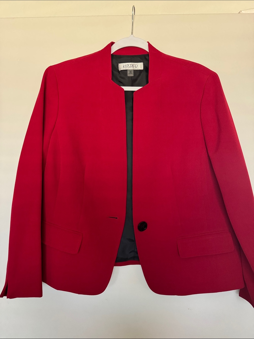 Kasper Red Collarless Single-Button Blazer
